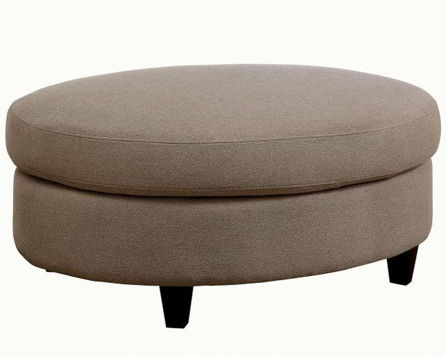Popular Sarin Contemporary Upholstered Oval Ottoman In Taupe Linen Like Fabric With Regard To Gray Fabric Oval Ottomans (View 8 of 10)