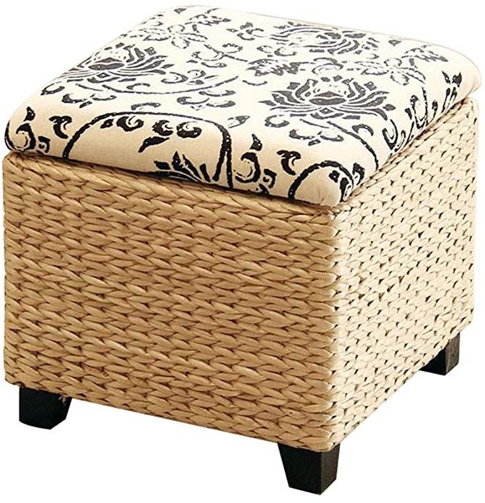 Popular Traditional Hand Woven Pouf Ottomans With Regard To Amazon: Yulan Ottoman Footstool Pastoral Cane Straw Storage Stool (View 4 of 10)