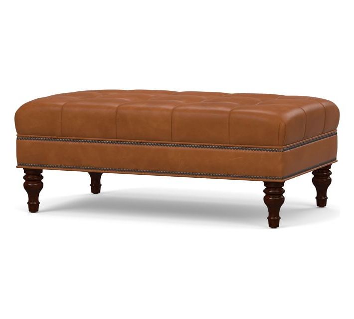 Pottery Barn Within Famous Camber Caramel Leather Ottomans (View 1 of 10)