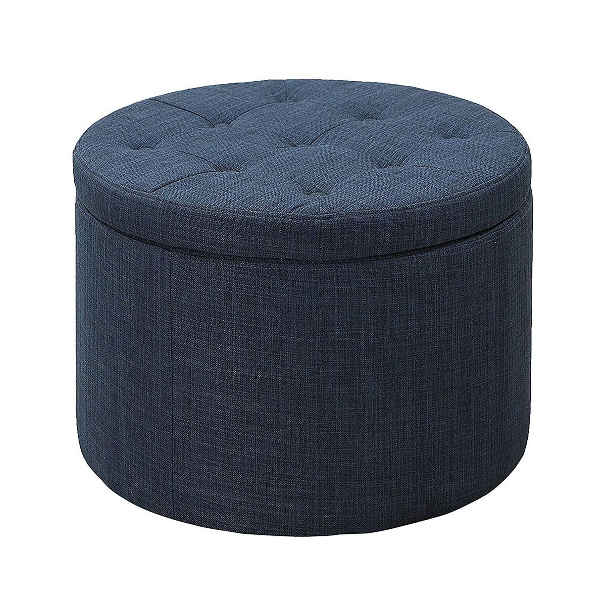 Pouf Textured Blue Round Pouf Ottomans Throughout Widely Used Convenience Concepts R9 155 Designs4comfort Round Shoe Ottoman, Blue (View 2 of 10)