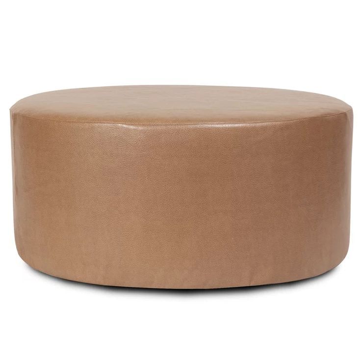 Preferred 36" Faux Leather Round Solid Color Cocktail Ottoman In  (View 10 of 10)