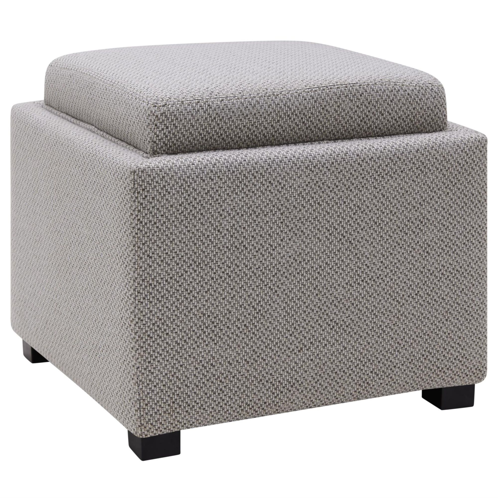 Preferred Cameron Square Fabric Storage Ottoman With Tray – Cardiff Gray Inside Gray Velvet Ottomans With Ample Storage (View 5 of 10)