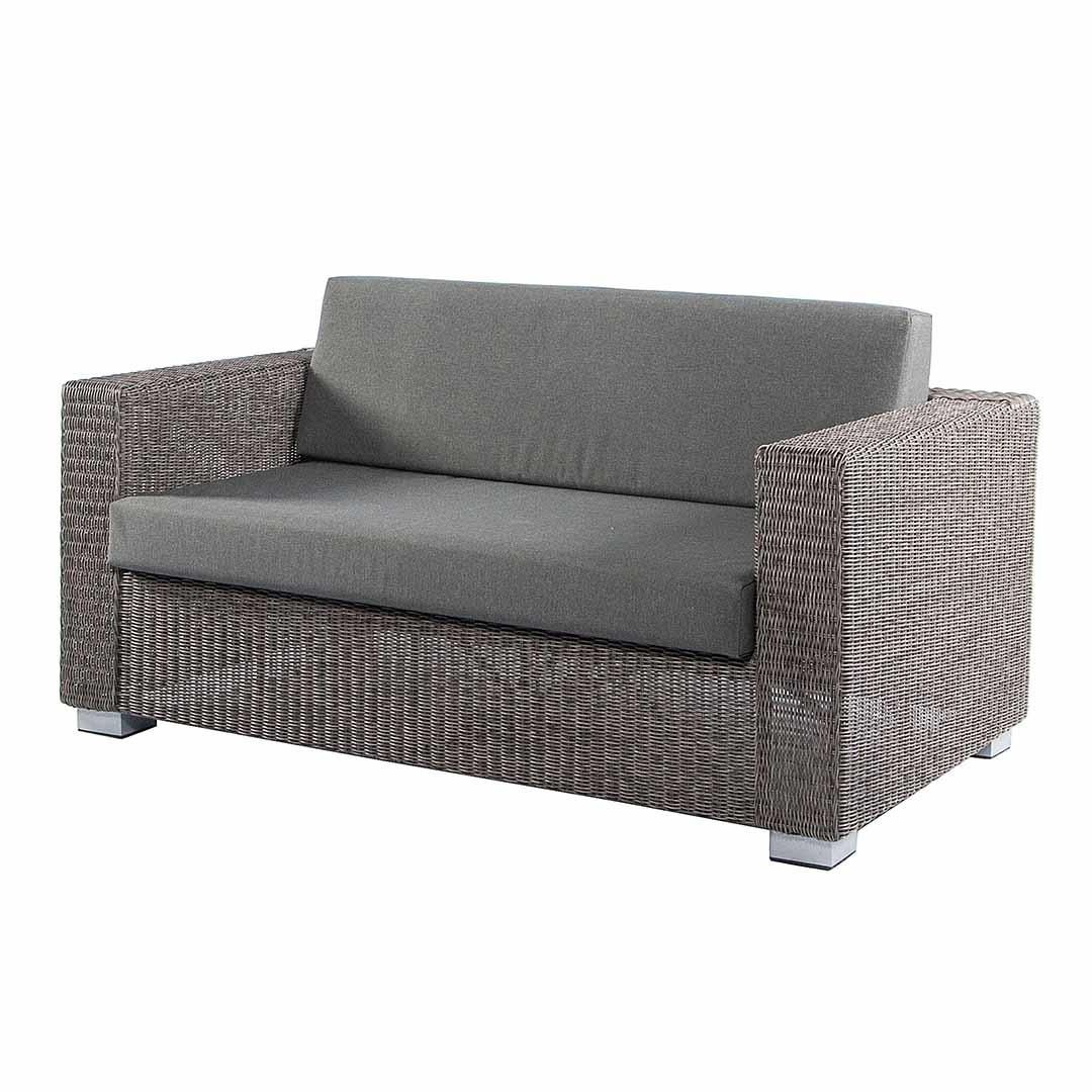 Preferred Charcoal And Camel Basket Weave Pouf Ottomans Within Rattan Garden Lounge Sofa Set Modern Grey Weatherproof Wicker (View 4 of 10)