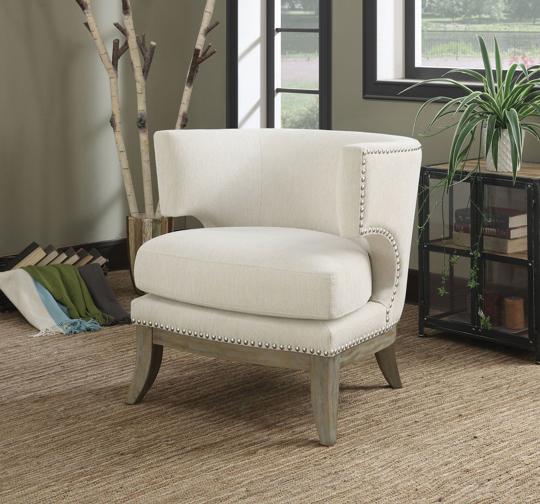 Preferred White Chenille Accent Chair – 1stopbedrooms (View 8 of 10)