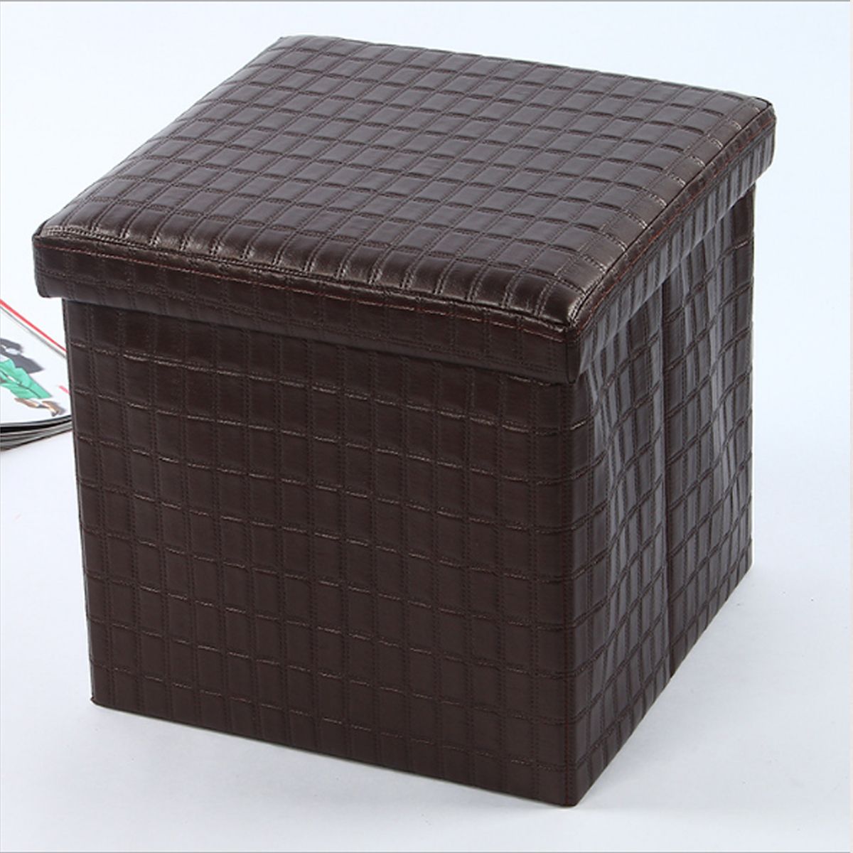 Recent 12'' Cube Ottoman Storage Box Lounge Seat Footstools, Stool Seat And Within Black Faux Leather Cube Ottomans (View 9 of 10)