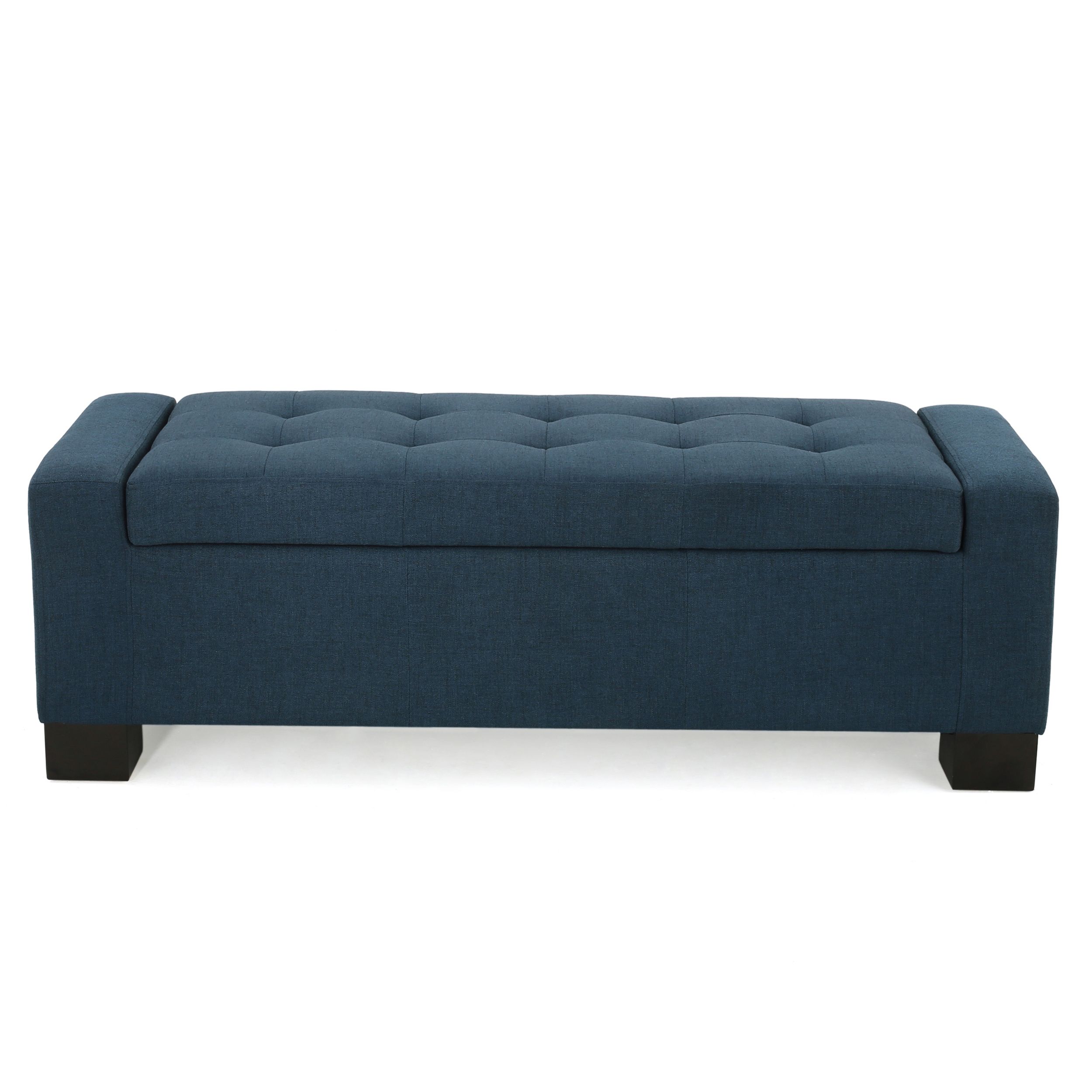 Recent Lawson Contemporary Tufted Fabric Storage Ottoman Bench, Dark Blue In Fabric Tufted Storage Ottomans (View 3 of 10)