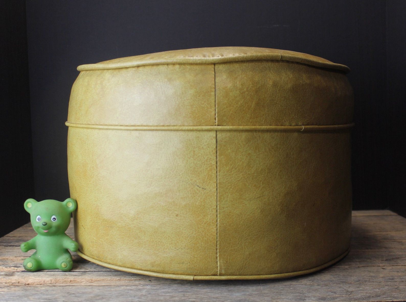 Recent Vintage Mid Century Gold Faux Leather Ottoman Stool // Vinyl (View 8 of 10)