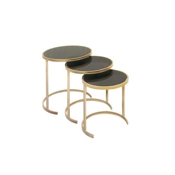 Round Gold Metal Cage Nesting Ottomans Set Of 2 Inside Preferred Round Black Nest Of Tables : These Clear Nesting Coffee Tables Have (View 3 of 10)
