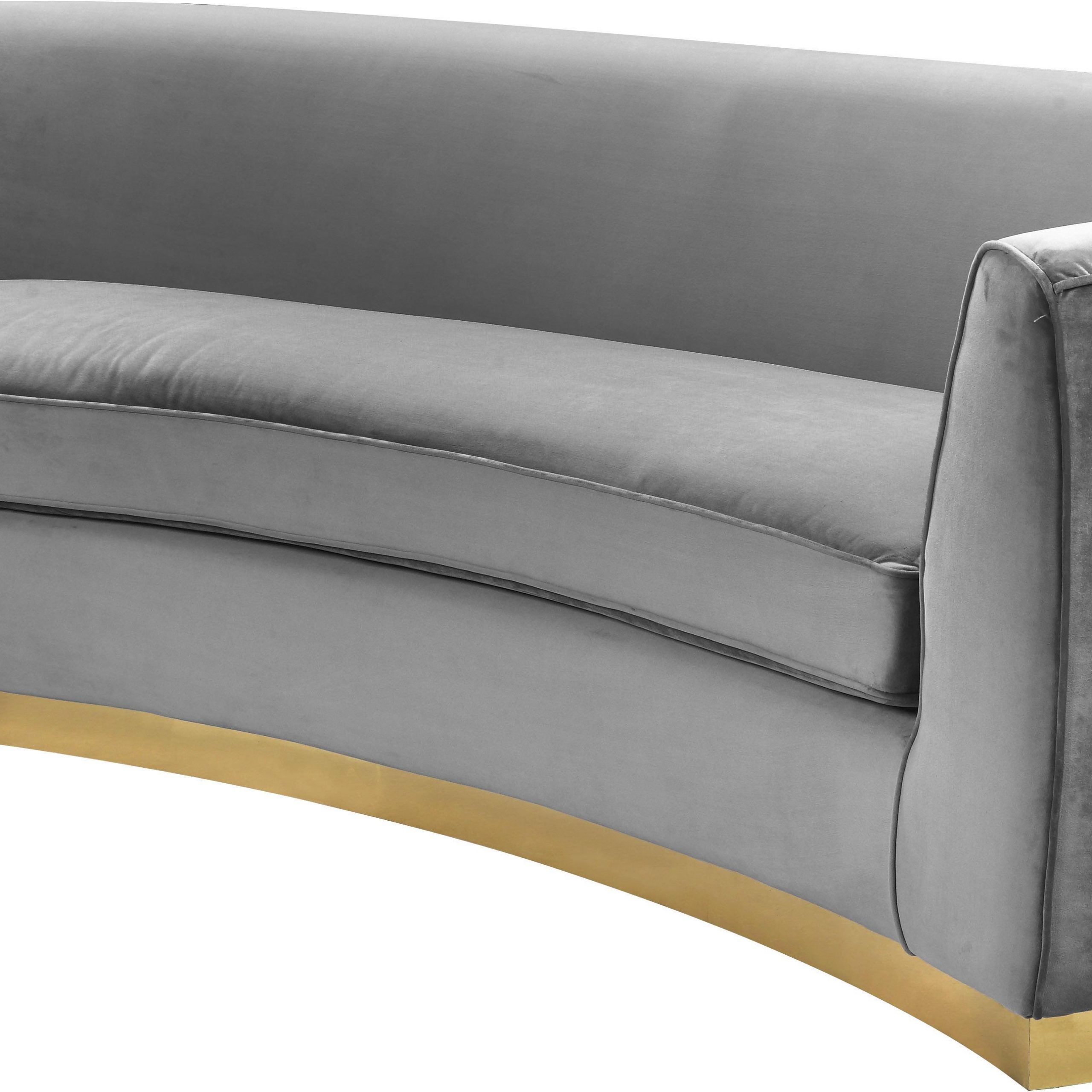 Round Gray And Black Velvet Ottomans Set Of 2 Inside Best And Newest Meridian Furniture Julian 620 Grey Velvet Curved Design Sofa & Loveseat (View 6 of 10)