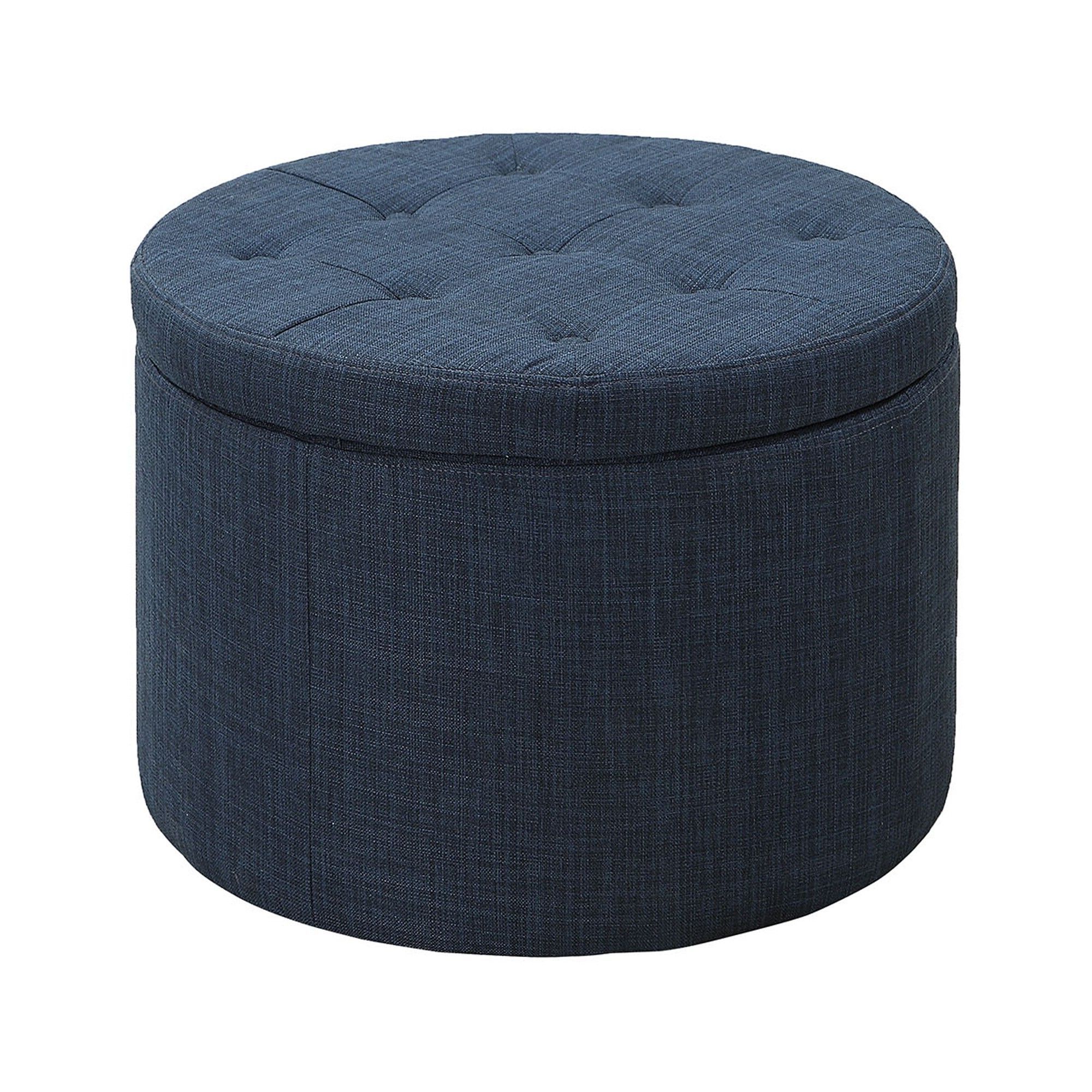 Round Shoe Ottoman Blue Fabric – Breighton Home (View 7 of 10)