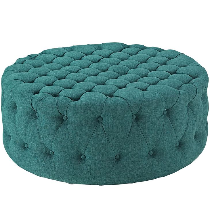 Round Tufted Fabric Ottoman (View 1 of 10)