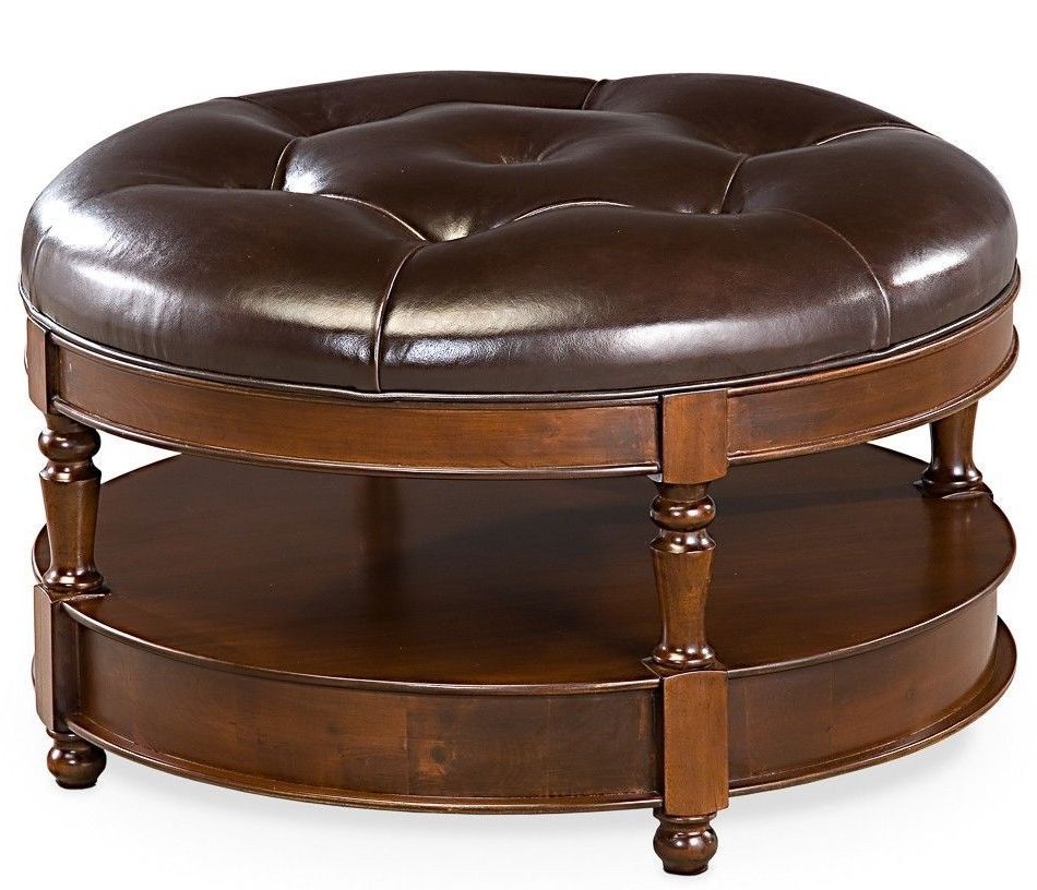 Round Tufted Leather Ottoman – Ideas On Foter Regarding Well Liked Silver And White Leather Round Ottomans (View 9 of 10)
