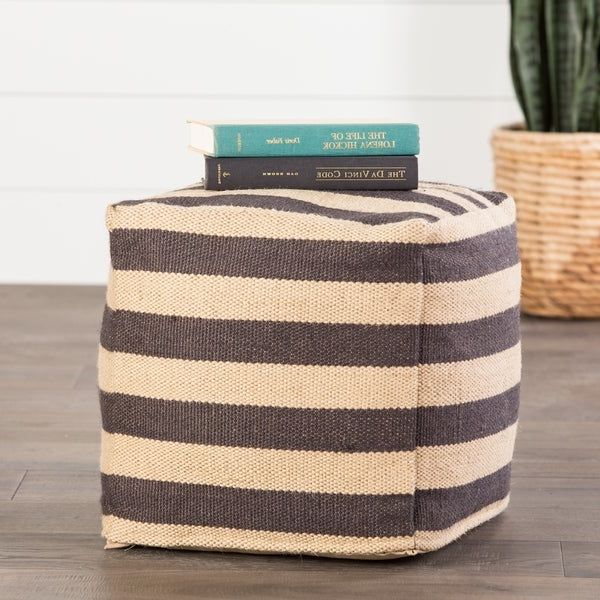 Scandinavia Knit Tan Wool Cube Pouf Ottomans Throughout Most Popular Modern Beige/ Black Cube Shape Wool Pouf – On Sale – Overstock –  (View 4 of 10)