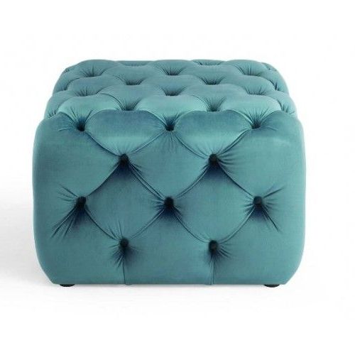 Square Intended For Teal Velvet Pleated Pouf Ottomans (View 10 of 10)