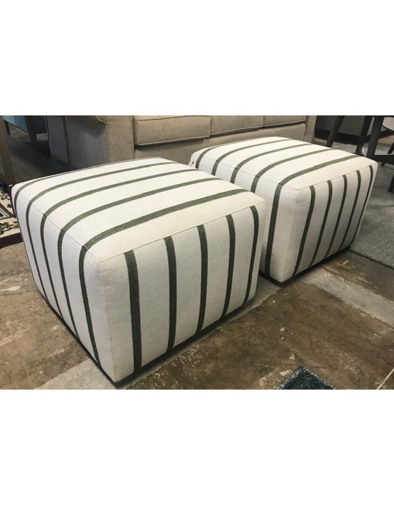 Stone & Leigh Cube Ottoman (1914 500) In Beige Green Stripes – Furnish This Regarding 2017 Beige Solid Cuboid Pouf Ottomans (View 10 of 10)