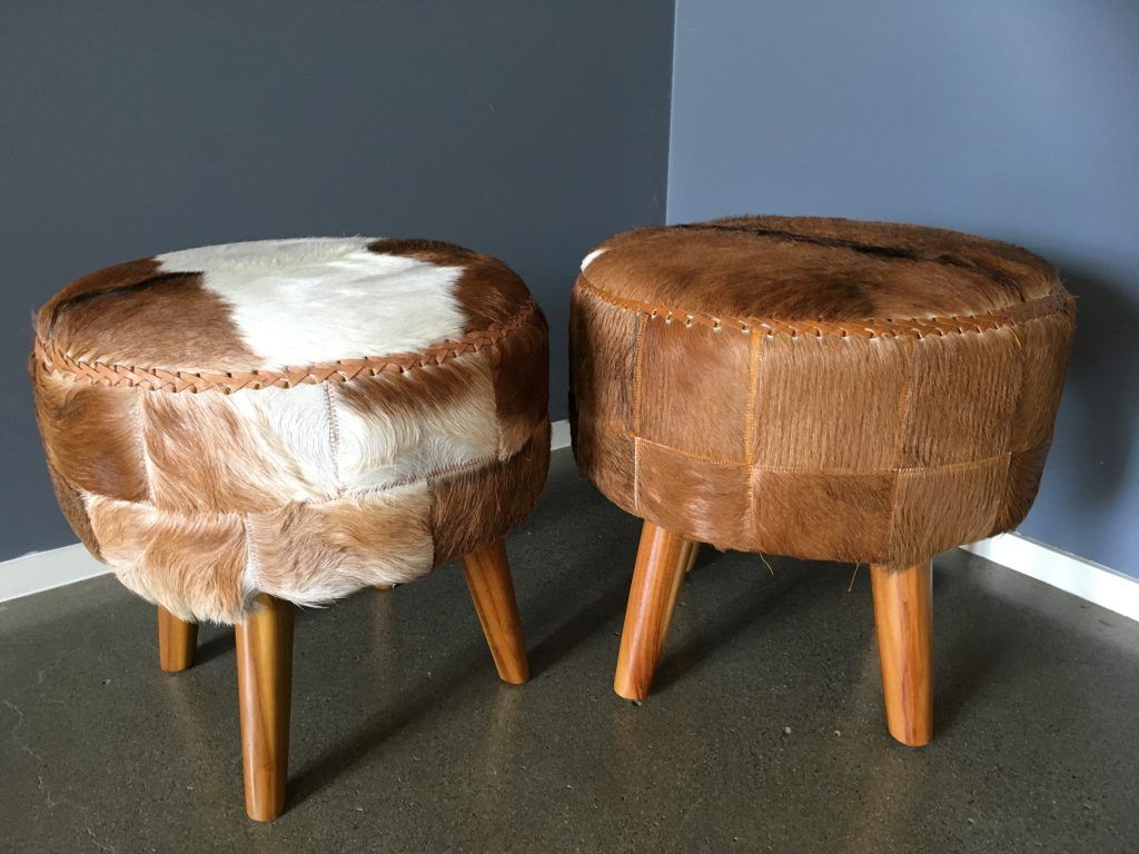 Stone Wool With Wooden Legs Ottomans With Most Recent Goat Fur Footstool Ottoman – Loft Furniture (View 10 of 10)