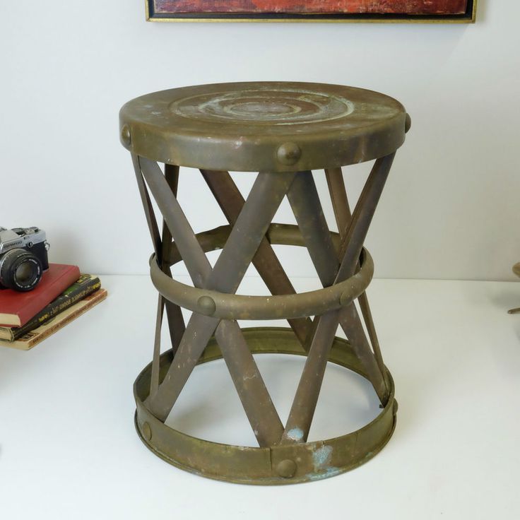 Stool, Vintage Brass Inside Widely Used White Antique Brass Stools (View 3 of 10)
