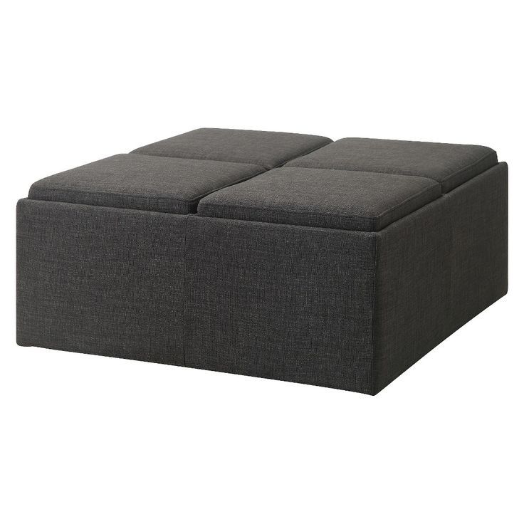 Storage Ottoman, Large With Regard To Beige And White Tall Cylinder Pouf Ottomans (View 6 of 10)