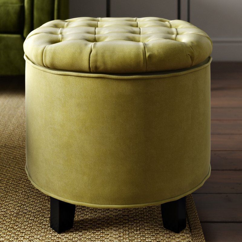 Textured Yellow Round Pouf Ottomans Inside Well Known Round Storage Ottoman Yellow Cotton Foam Lift Off Lid Wooden Bedroom (View 3 of 10)