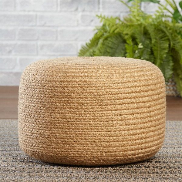Thorne Indoor/ Outdoor Solid Cylinder Pouf – Overstock – 32802916 Pertaining To Most Current Beige And Dark Gray Ombre Cylinder Pouf Ottomans (View 5 of 10)