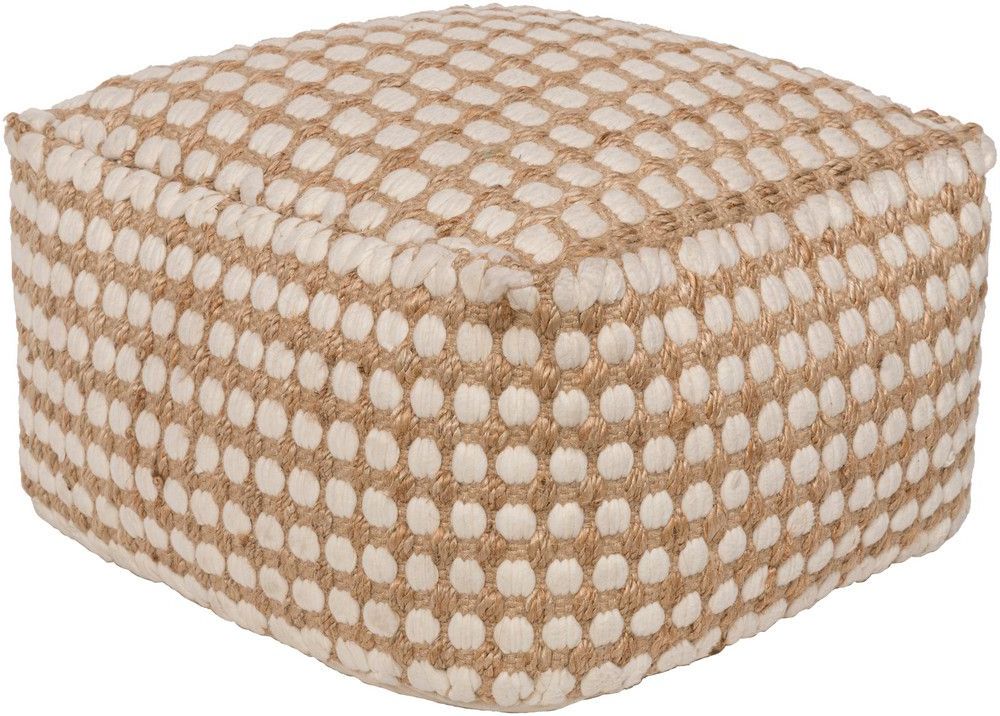 Trendy Oak Cove White And Khaki Woven Pouf Ottomans Intended For Add A Touch Of Beachy Glam With Oak Cove Collection Featuring (View 9 of 10)