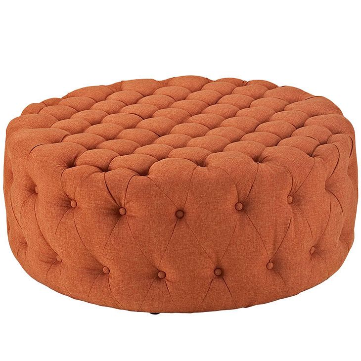 Trendy Round Tufted Fabric Ottoman (View 7 of 10)