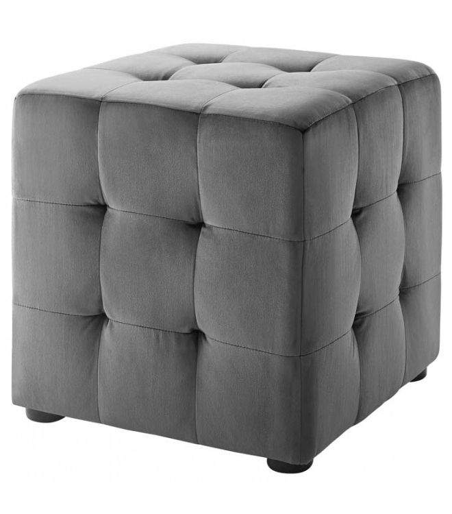 Tufted Gray Velvet Ottomans With Regard To Preferred Grey Velvet Tufted Cube Footstool Ottoman (View 5 of 10)