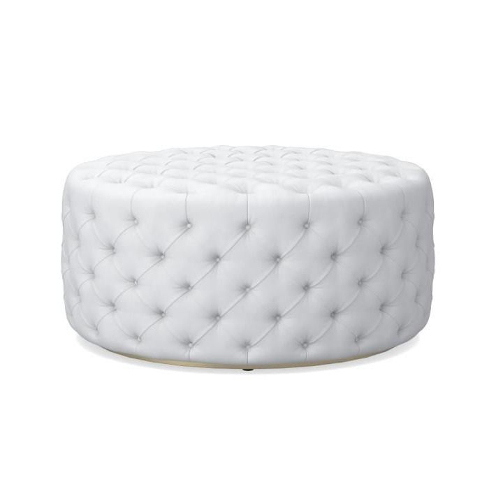 Tufted Ottoman Inside 2018 Modern Gibson White Small Round Ottomans (View 3 of 10)