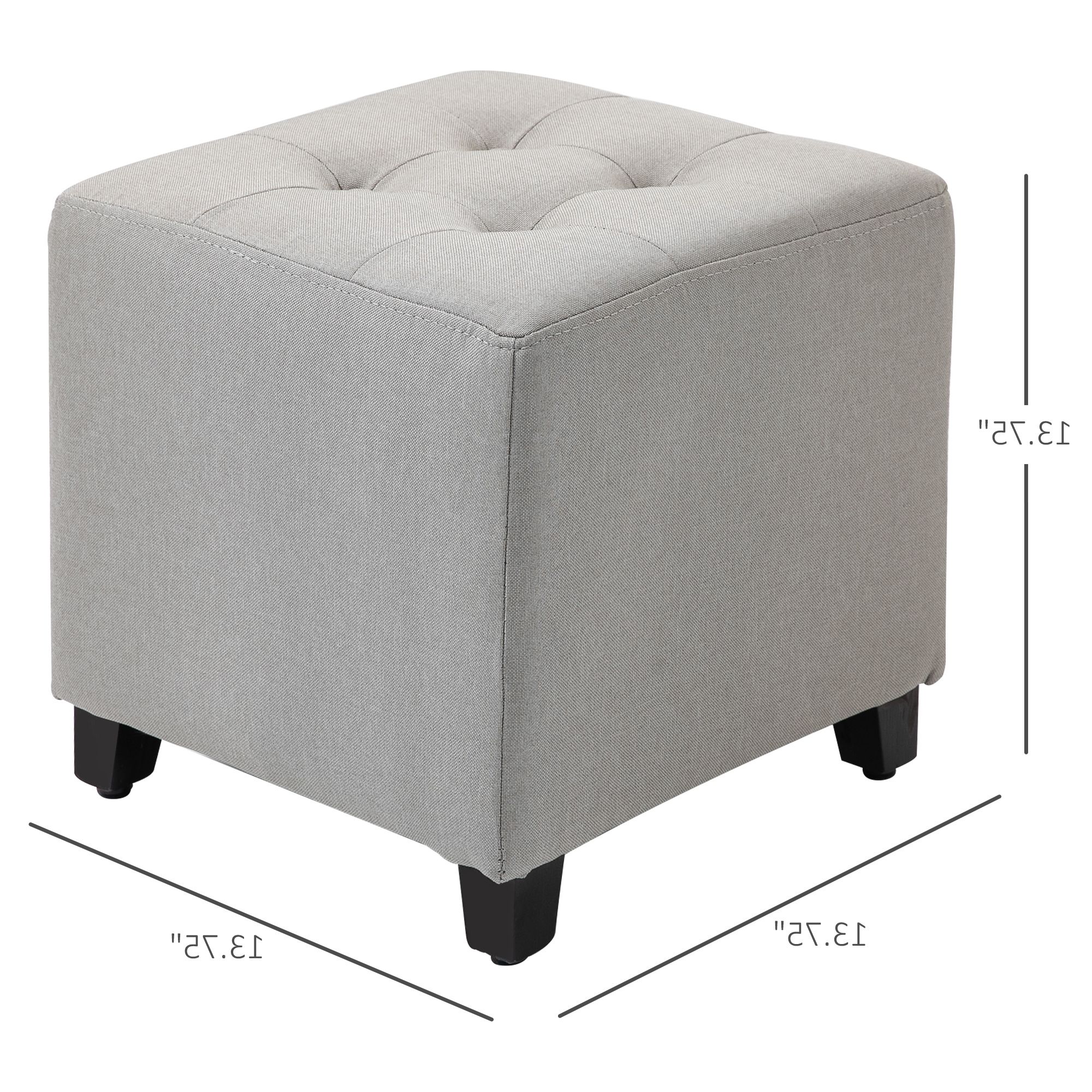Tufted Ottoman Linen Touch Fabric Upholstered Footstool Footrest Coffee Throughout Current Linen Fabric Tufted Surfboard Ottomans (View 8 of 10)