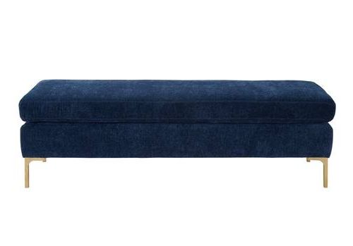 Upholstered For Recent Navy Velvet Fabric Benches (View 3 of 10)
