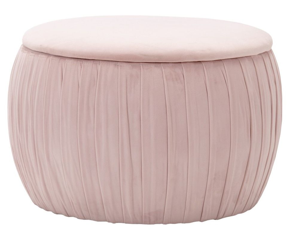 Velvet Pleated Square Ottomans With Regard To Newest Fleur Blush Pleated Velvet Round Ottoman With Storagetov Furniture (View 8 of 10)