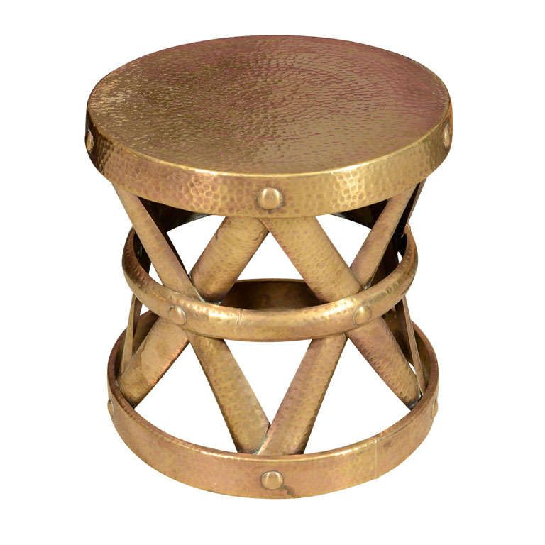 Vintage Hammered Brass Stool At 1stdibs Intended For Most Recent White Antique Brass Stools (View 4 of 10)