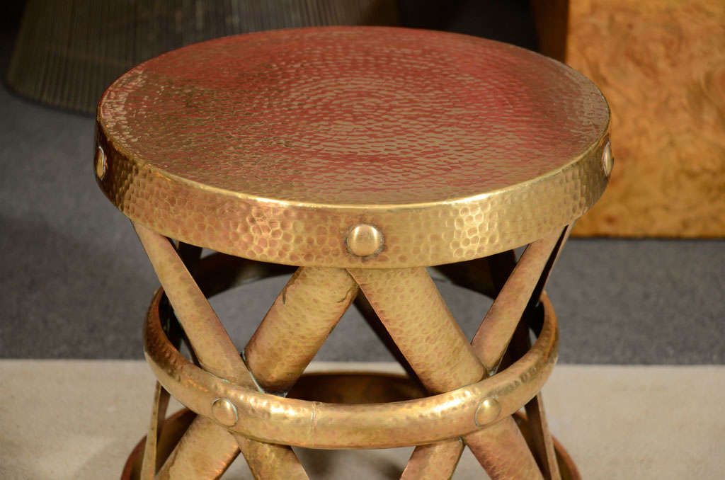 Vintage Hammered Brass Stool At 1stdibs With Regard To Well Known Espresso Antique Brass Stools (View 1 of 10)