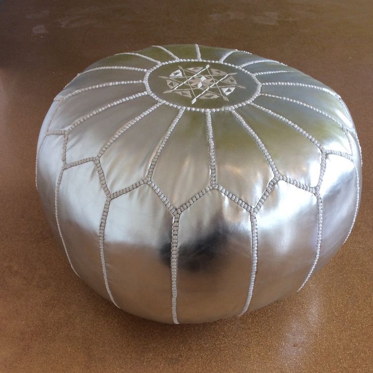 Weathered Silver Leather Hide Pouf Ottomans Pertaining To Well Known Silver Pouf (View 4 of 10)