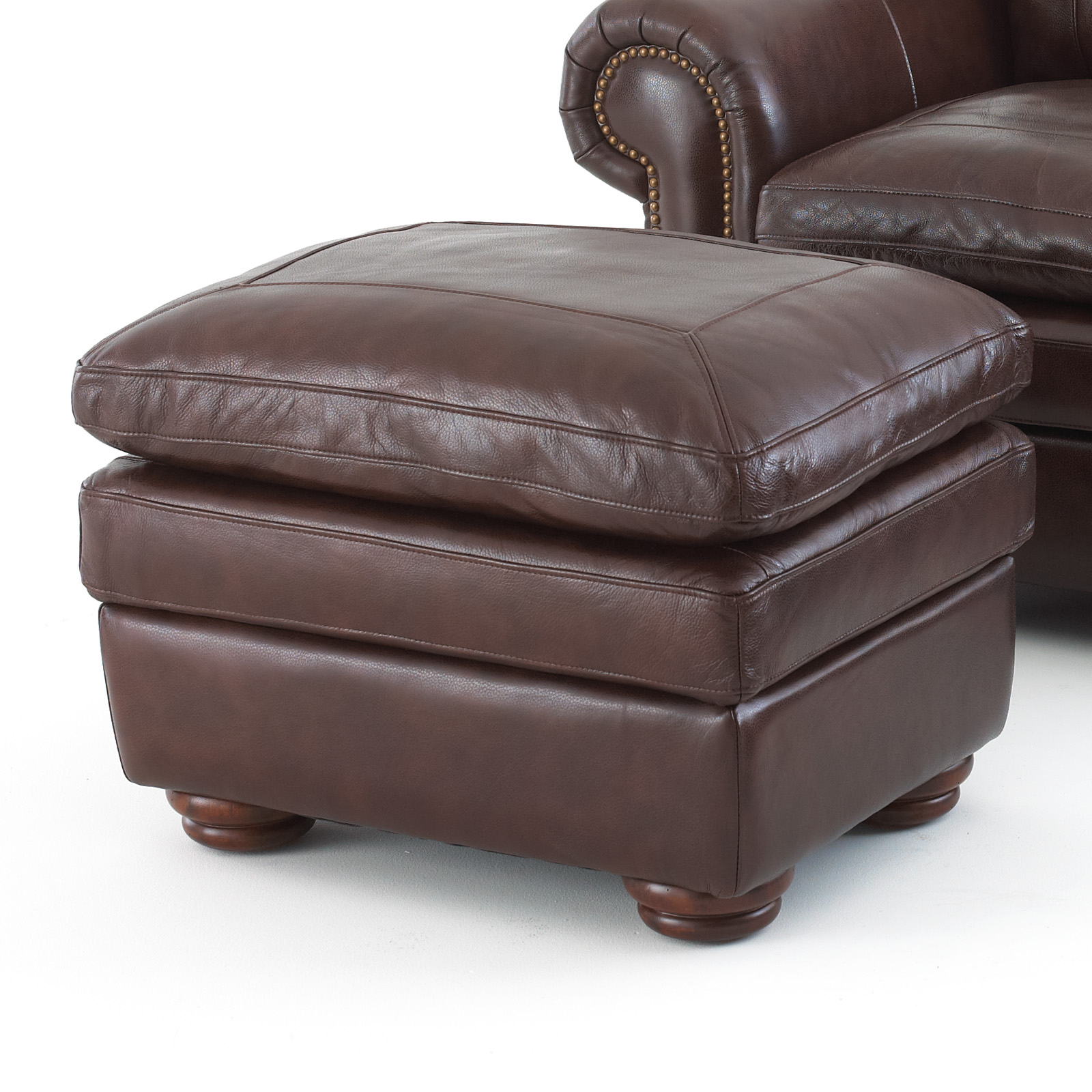 Weathered Silver Leather Hide Pouf Ottomans Regarding Popular Steve Silver Yosemite Leather Ottoman – Chestnut At Hayneedle (Photo 10 of 10)