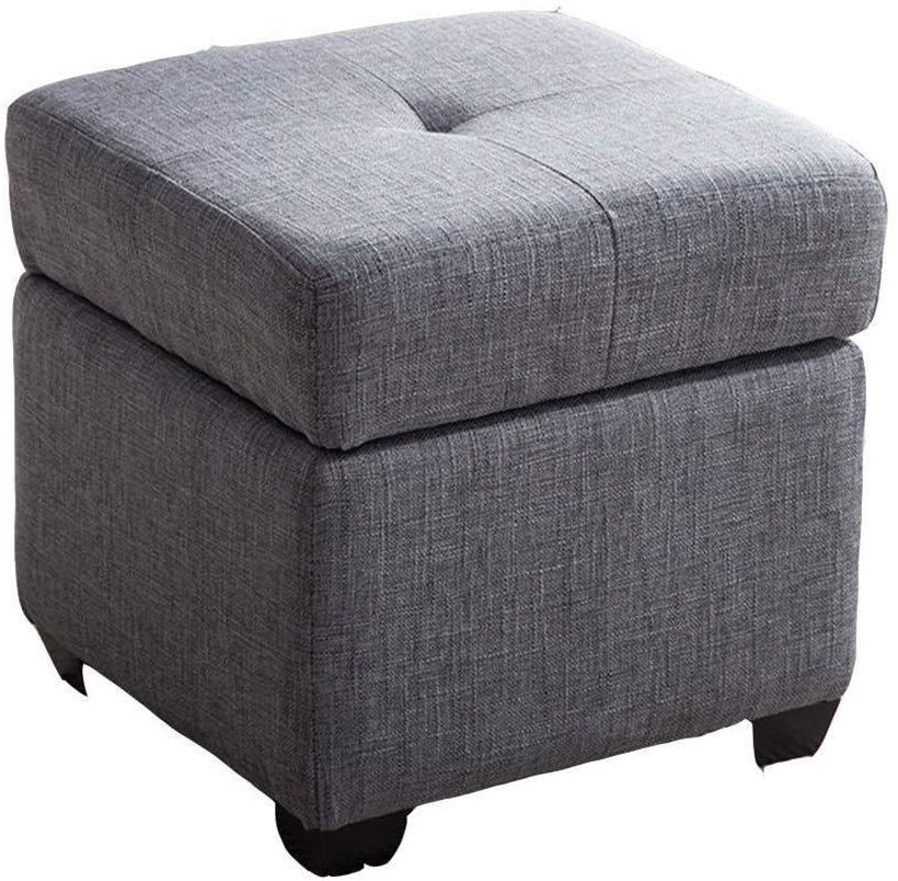 Well Known Amazon: Swhj Super Soft Cotton Fabric Soft Storage Storage Ottoman Inside Beige Solid Cuboid Pouf Ottomans (View 2 of 10)