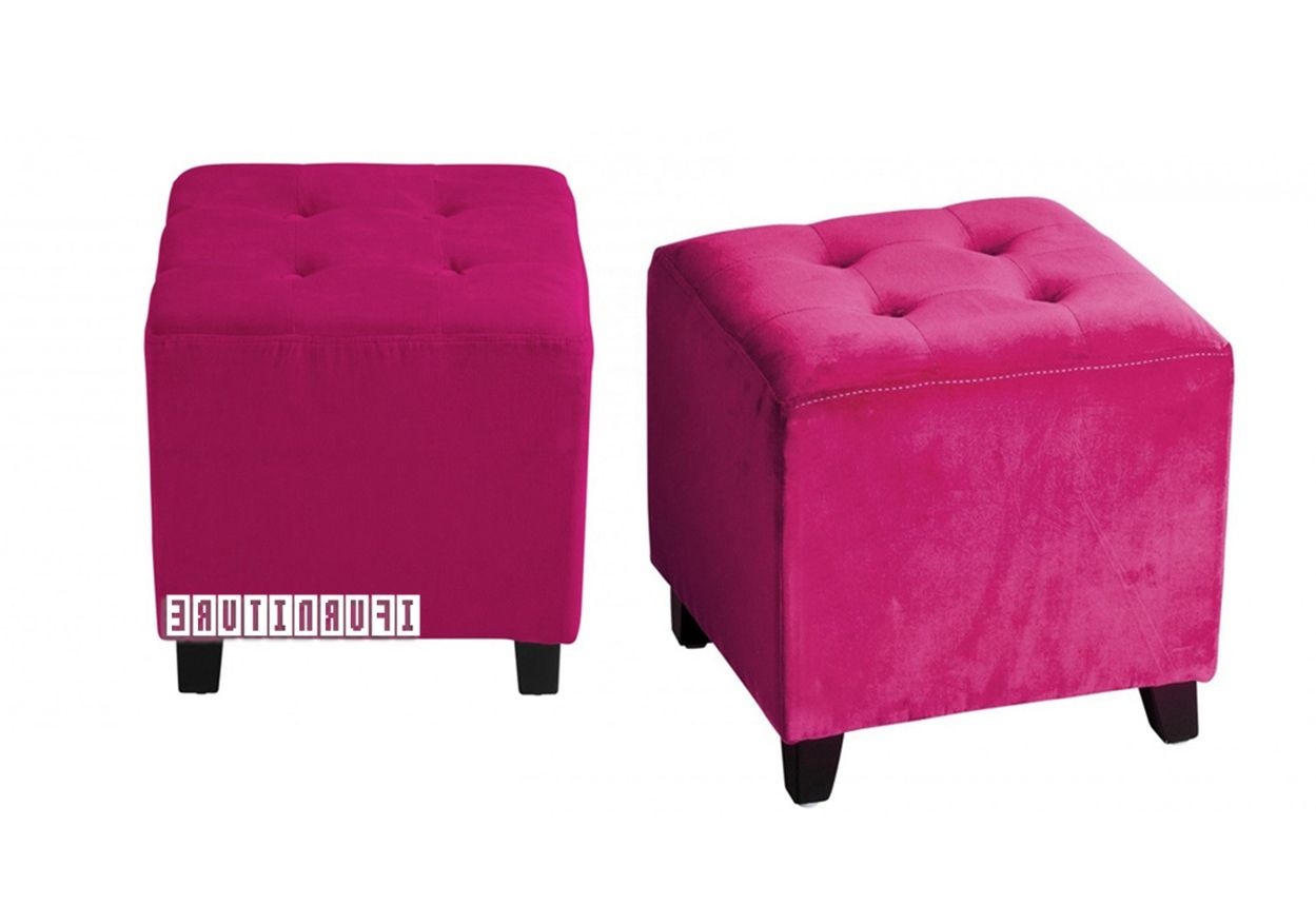 Well Known Ben Fabric Ottoman *pink Velvet For Pink Fabric Banded Ottomans (View 7 of 10)