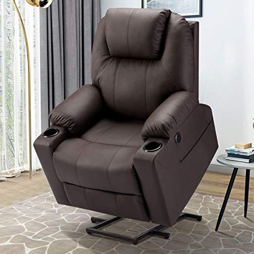 Well Known Esright Electric Power Recliner Lift Chair Faux Leather Electric Within Black Faux Leather Usb Charging Ottomans (View 3 of 10)