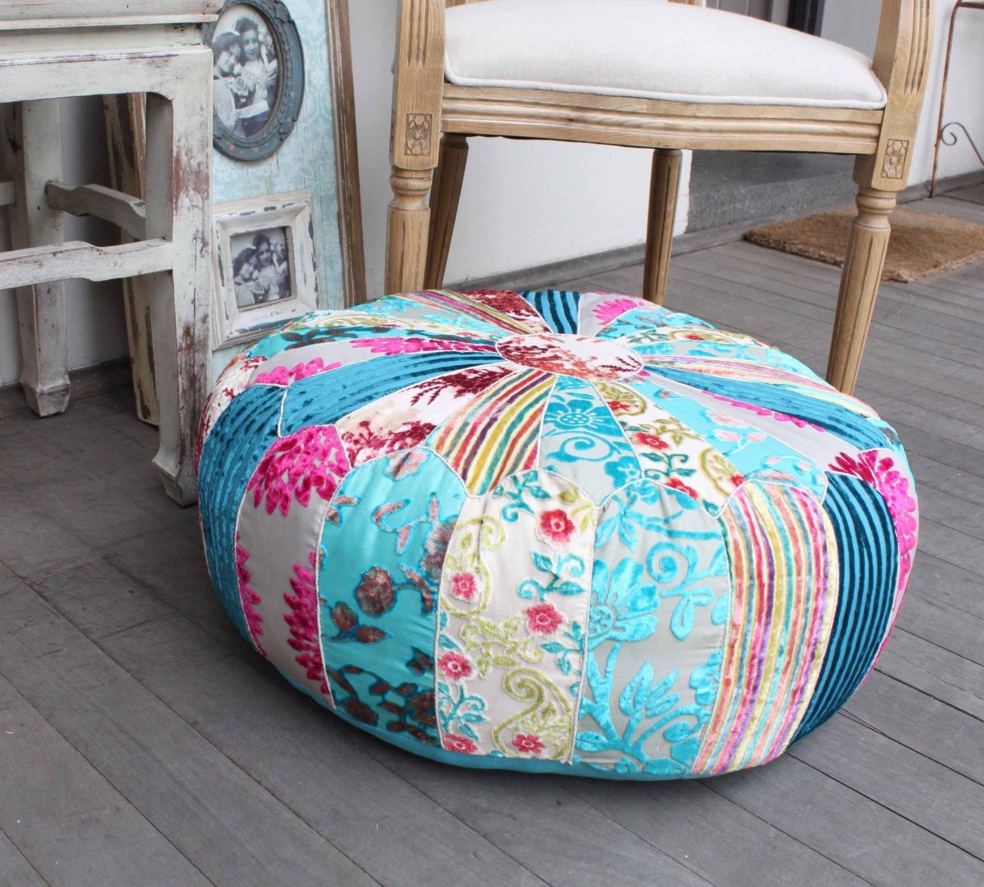 Well Known Fresh Floral Velvet Pouf Ottomans Throughout Patchwork Ottomans – Ideas On Foter (View 8 of 10)