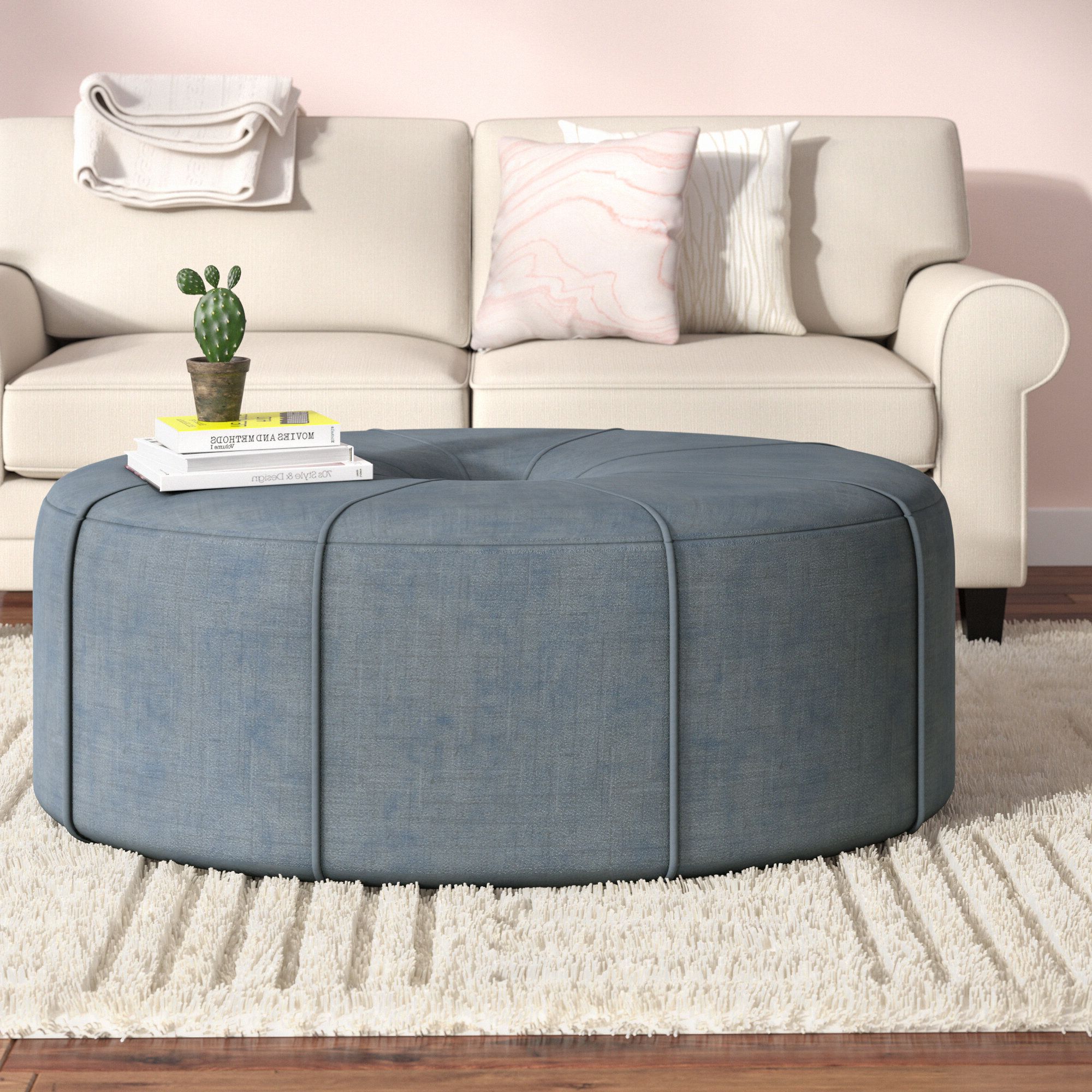 Well Known Gray Fabric Oval Ottomans In Oval Tufted Ottoman Coffee Table : Round Grey Fabric Tufted Coffee (View 5 of 10)