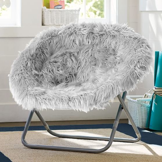 Well Known Gray Fur Rific Faux Fur Round Chair (View 8 of 10)