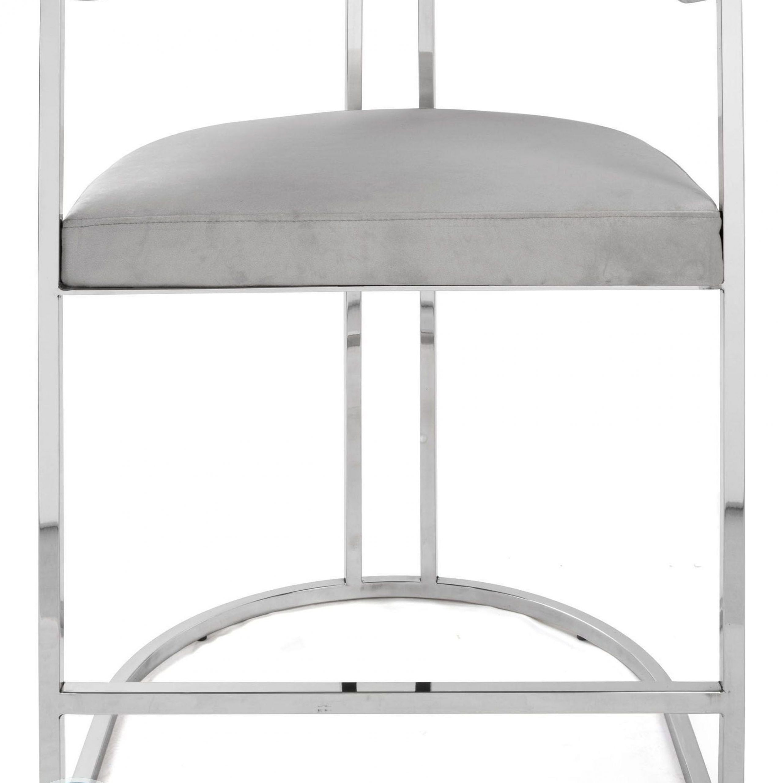 Well Known Gray Nickel Stools Intended For Cromwell Grey Velvet And Nickel Barrel Back Counter Height Stool From (View 5 of 10)
