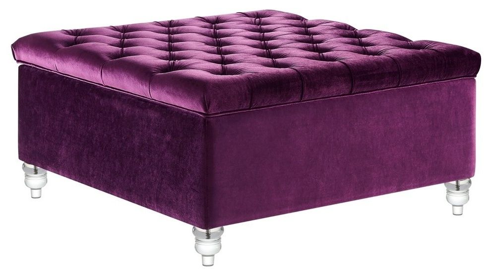Well Known Gray Tufted Cocktail Ottomans Regarding Clemente Velvet Oversized Tufted Cocktail Square Storage Ottoman (View 9 of 10)