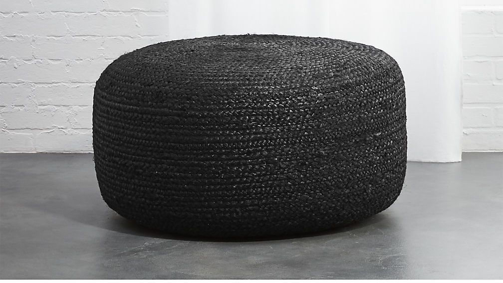 Well Known Large Black Braided Jute Pouf + Reviews (View 9 of 10)