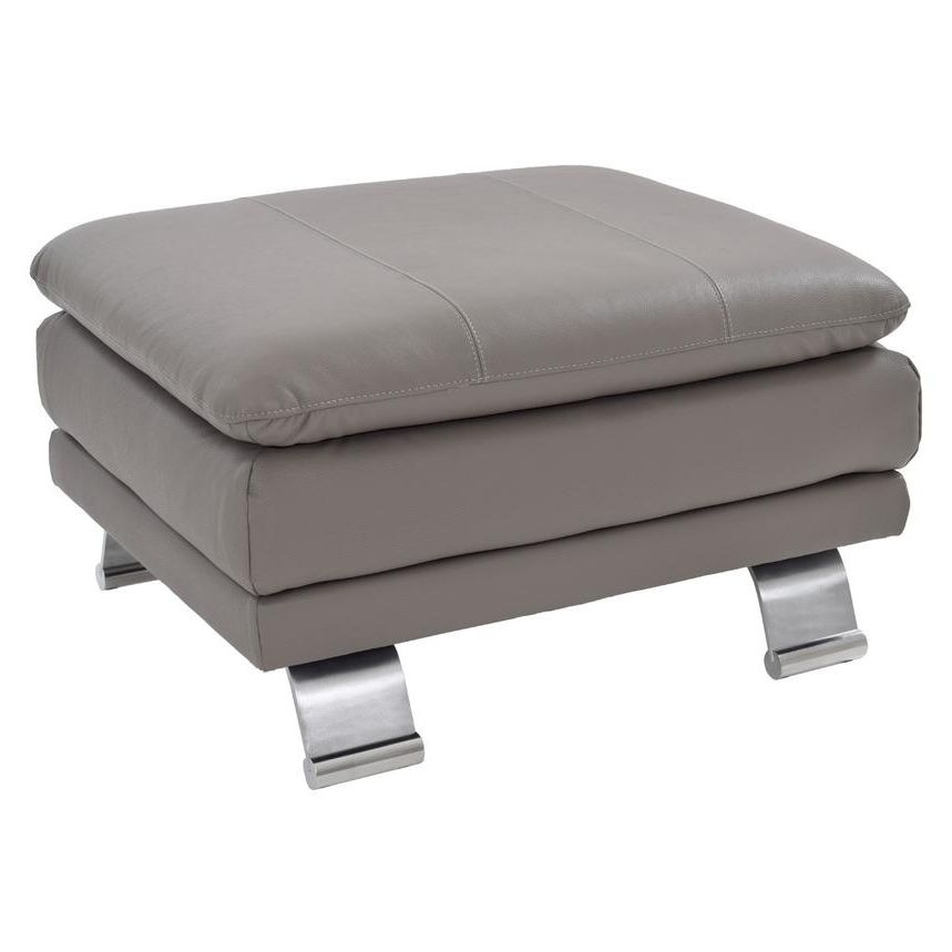 Well Known Rio Light Gray Leather Ottoman (View 7 of 10)