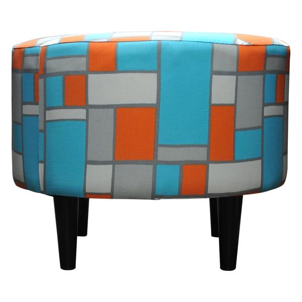 Well Known Shop Round Sophia Hopscotch Ottoman – Free Shipping Today – Overstock Regarding Orange Fabric Nail Button Square Ottomans (View 2 of 10)