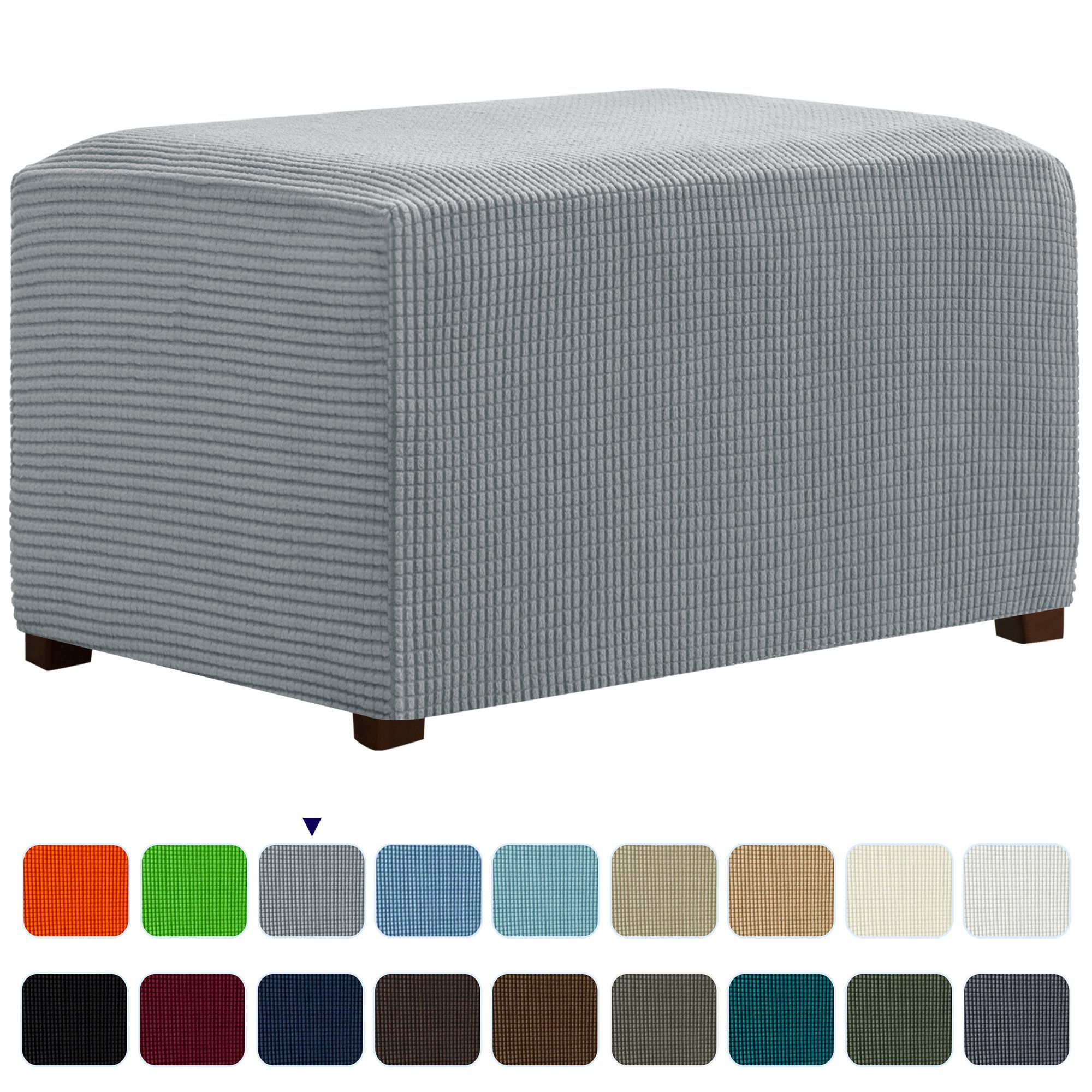 Well Known Subrtex Stretch Ottoman Slipcover Protector Oversize Spandex Elastic Intended For Light Gray Cylinder Pouf Ottomans (View 9 of 10)