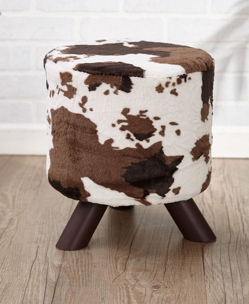 Well Known Warm Brown Cowhide Pouf Ottomans With Regard To Animal Print Fabric Covered Ottomans Cream/brown Cowhide – Walmart (View 8 of 10)