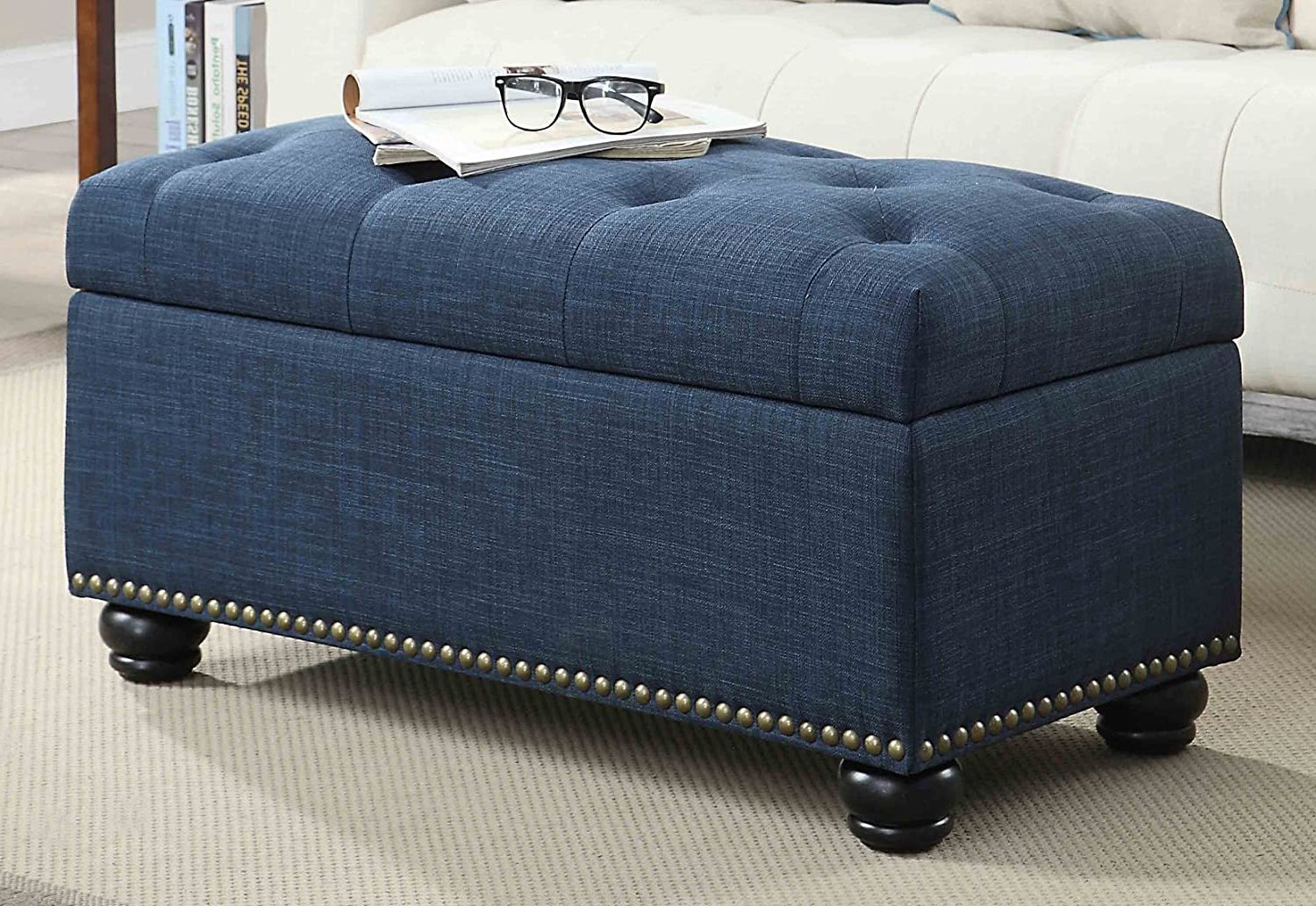 Well Liked Convenience Concepts Designs4comfort 7th Avenue Storage Ottoman, Blue Regarding Fabric Storage Ottomans (View 5 of 10)