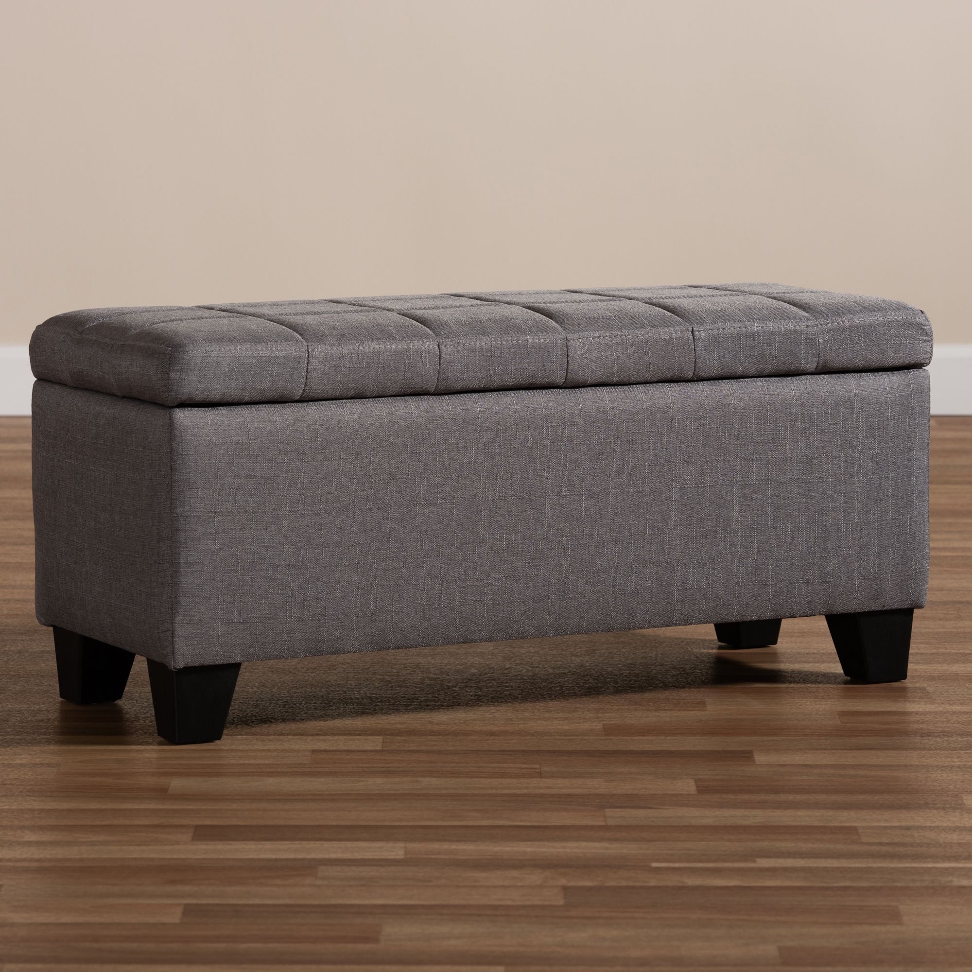 Well Liked Fabric Tufted Storage Ottomans Throughout Fera Contemporary Biscuit Tufted Fabric Upholstery 35" Storage Bench (View 2 of 10)